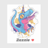 Sticker Drôle T-Rex Veut Être Un Dinosaure Unicorne Dessin (Feuille)