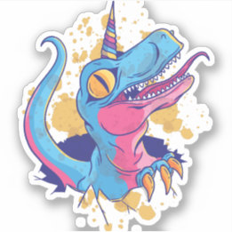 Sticker Drôle T-Rex Veut Être Un Dinosaure Unicorne Dessin