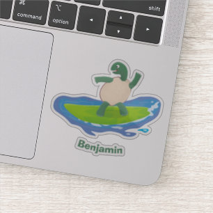Sticker Drôle tortue vague de surf dessin animé