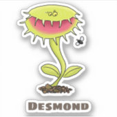 Sticker Drôle Vénus piège à mouches dessin plante (Devant)