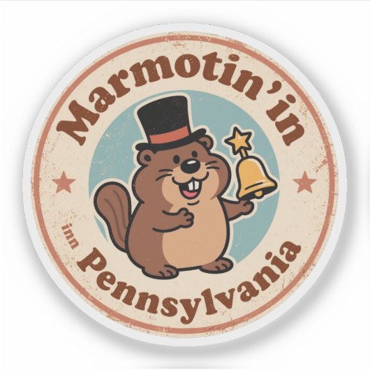 Sticker Drôle Vintage Pennsylvanie Groundhog Top Hat Liber (Devant)