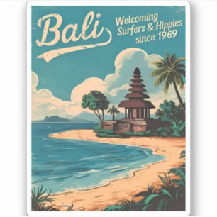 Sticker Drôle Vintage voyage Bali Indonésie Humour rétro