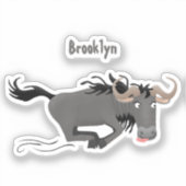 Sticker Drôle wildebeest tourner dessin animé illustration (Recto)