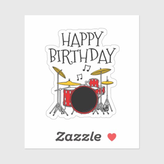 Sticker Drummer Birthday Drum Kit Musicien (Feuille)