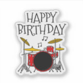 Sticker Drummer Birthday Drum Kit Musicien (Devant)