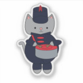 Sticker Drummer Marching Band Cat Navy Blue and Red (Devant)