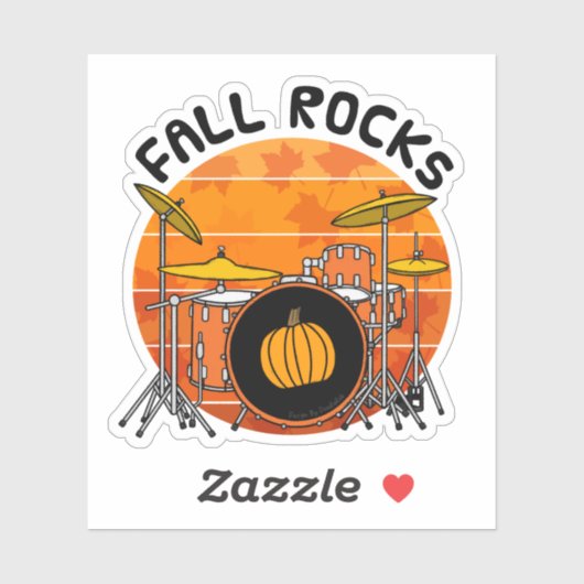 Sticker Drummer Musicien Automne Thanksgiving (Feuille)