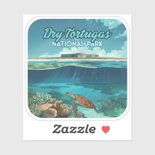 Sticker Dry Tortugas Parc National Floride Turtle (Feuille)