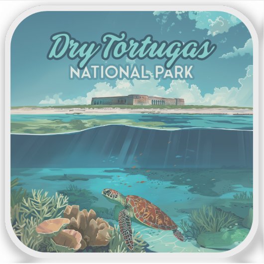 Sticker Dry Tortugas Parc National Floride Turtle (Devant)