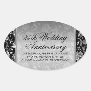 Sticker du 25e anniversaire du Mariage Black & Sil