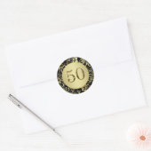 Sticker du 50e anniversaire du Mariage noir et or (Enveloppe)