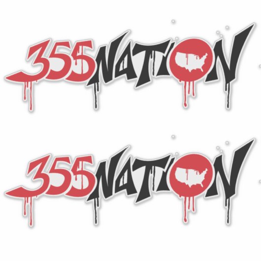 Sticker du logo de style graffiti de 355Nation (Devant)