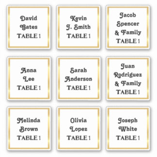 🕊️ Sticker du numéro de table du Mariage des noms