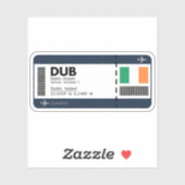 Sticker DUB Dublin Boarding Pass - billet Irlande (Feuille)