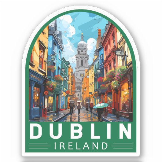 Sticker Dublin Irlande Travel Art Vintage (Devant)