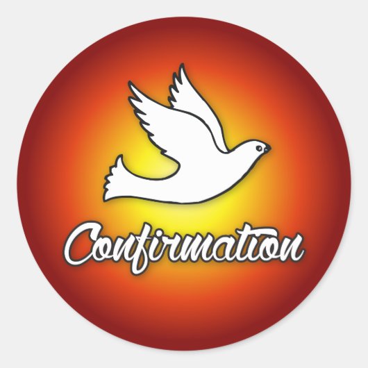 Sticker, Duif op Rood, Confirmatie Ronde Sticker (Voorkant)