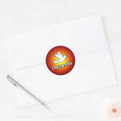 Sticker, Duif op Rood, Confirmatie Ronde Sticker (Envelop)