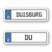 Sticker Duisburg kennzeichen, allemand Permis de voiture P (Devant)