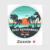Sticker Duke Kahanamoku Beach Hawaii Retro Sunset Souvenir (Feuille)