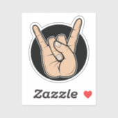 Sticker Dur Rock Lourde Métal Cheval Diable Main Signal (Feuille)