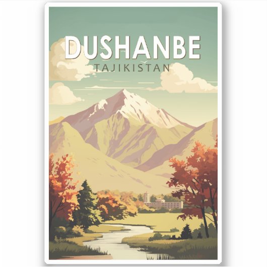 Sticker Dushanbe Tadjikistan Travel Art Vintage (Devant)