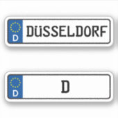 Sticker Dusseldorf kennzeichen, Plaque allemande d'immatri (Devant)