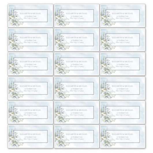 Sticker Dusty Blue Botanical Greenery 18 Adresse du client (Devant)