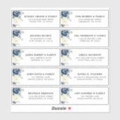 Sticker Dusty Blue Champagne Ivory Mariage Adresse d'hôte (Feuille)