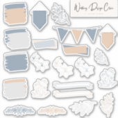 Sticker Dusty Blue & Coral Floral Scrapbooking Journal (Devant)