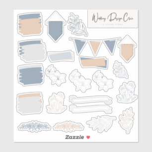 Sticker Dusty Blue & Coral Floral Scrapbooking Journal