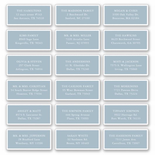 Sticker Dusty Blue Guest Nom du bénéficiaire Adresse de li (Devant)