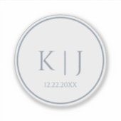 Sticker Dusty Blue Monogram Initial Minimal Trendy Wedding (Devant)