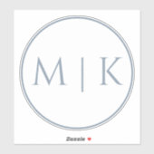 Sticker Dusty Blue Monogrammes Nom Simple Minimal Mariage (Feuille)