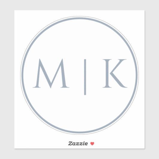 Sticker Dusty Blue Monogrammes Nom Simple Minimal Mariage (Feuille)