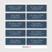Sticker Dusty Blue Navy Mariage Adresse d'invité (Feuille)