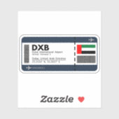 Sticker DXB Dubai Boarding Pass - Billet Dubai (Feuille)