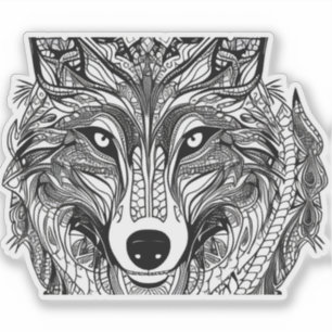 Sticker E.J. Gold Wolf Face Vinyl amovible