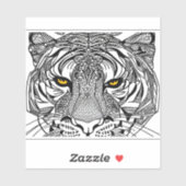 Sticker E.J. Or Tiger Face Vinyle amovible (Feuille)