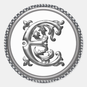 Sticker E rond initial en argent