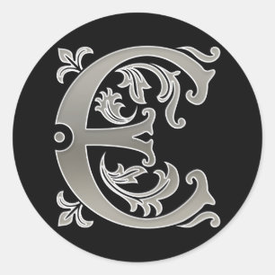 Sticker E rond initial en argent