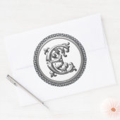 Sticker E rond initial en argent (Enveloppe)