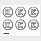 Sticker E rond initial en argent (Feuille)