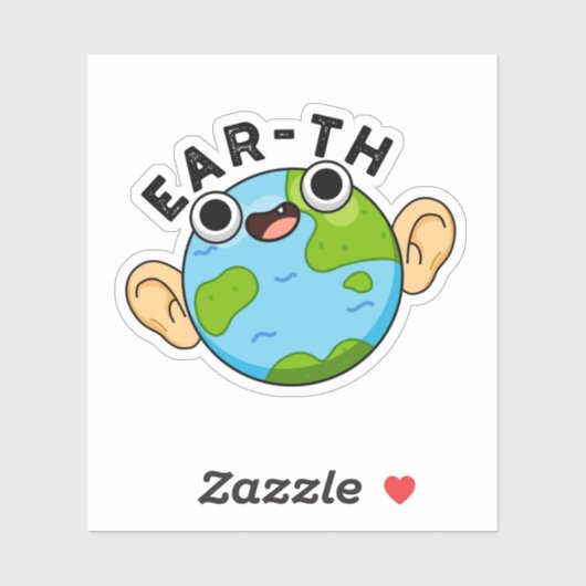 Sticker Ear-th Funny Earth Pun (Feuille)