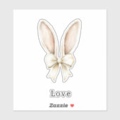 Sticker Easter Bunny Ears Bow Love (Feuille)