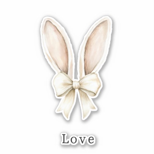 Sticker Easter Bunny Ears Bow Love (Devant)