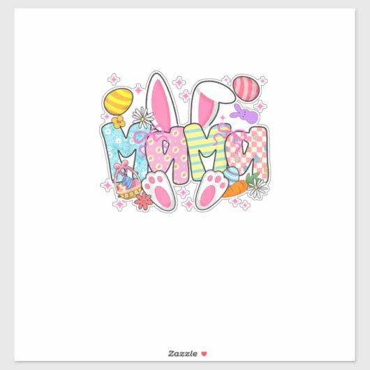 Sticker Easter Mama Bunny Ears Coquette Bow Easter Rabbit  (Feuille)