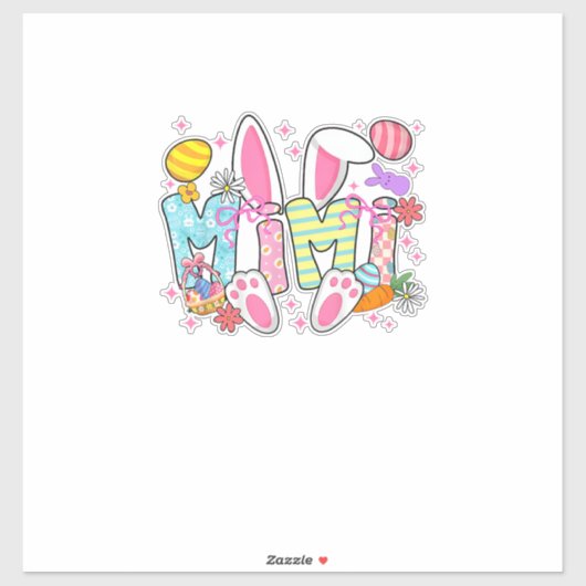 Sticker Easter Mimi Bunny Ears Coquette Bow Easter Rabbit  (Feuille)