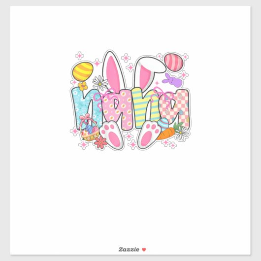 Sticker Easter Nana Bunny Ears Coquette Bow Easter Rabbit  (Feuille)