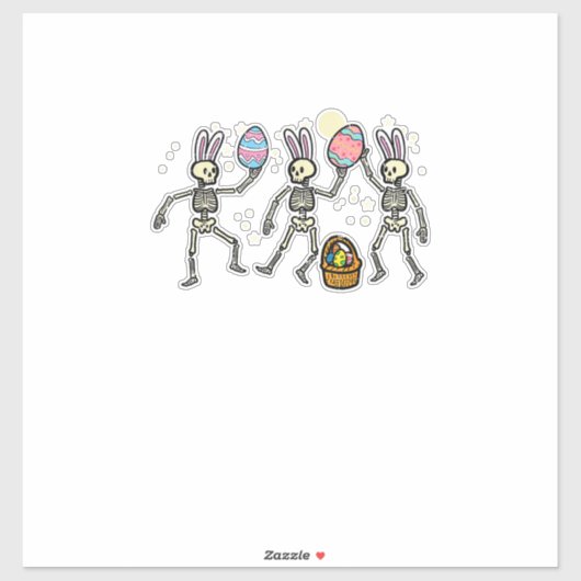 Sticker Easter Skeletons Dancing Eggs Funny Bones Men Wome (Feuille)