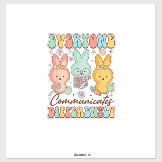 Sticker Easter Speech Therapy SLP Everyone Communicates Di (Feuille)